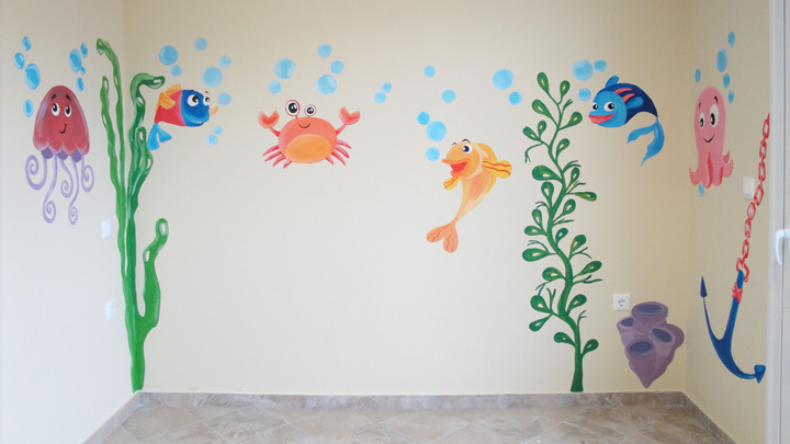 Παιδική τοιχογραφία με θέμα ψαράκια-image-3